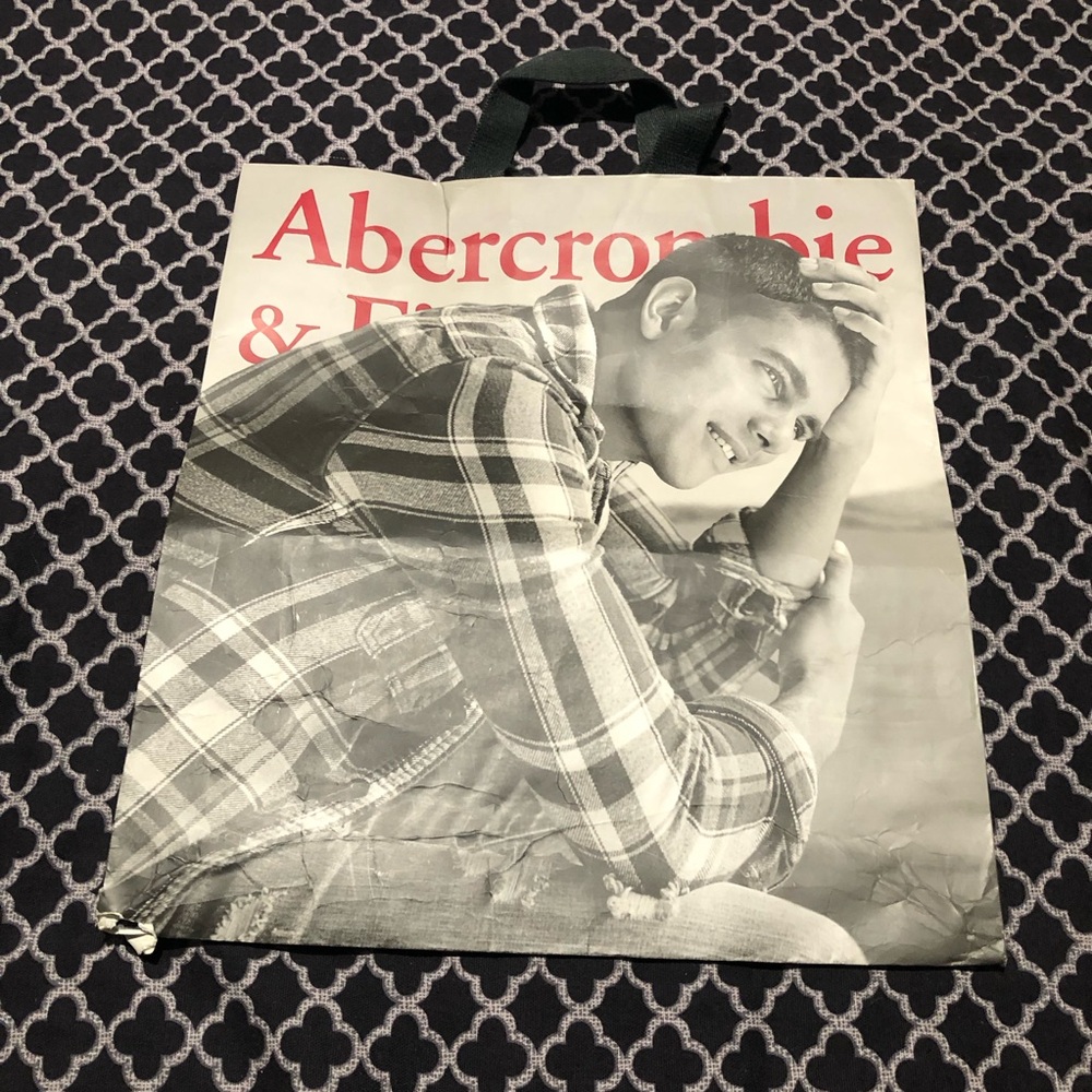 VTG Abercrombie & Fitch Male Empty Shopping Bag 15.5” X 14” Cloth Handle Y2K